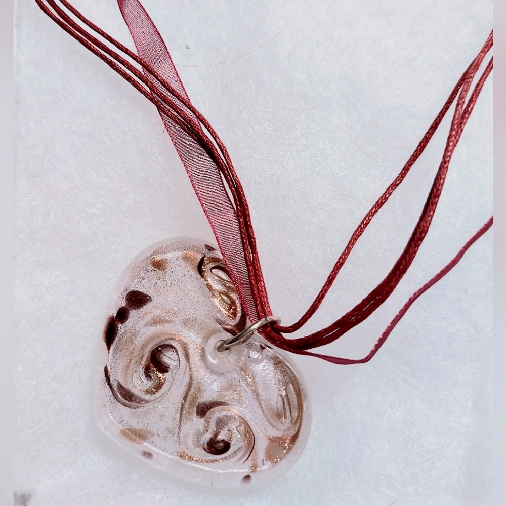 Murano Glass Swirl Fused Heart Necklace